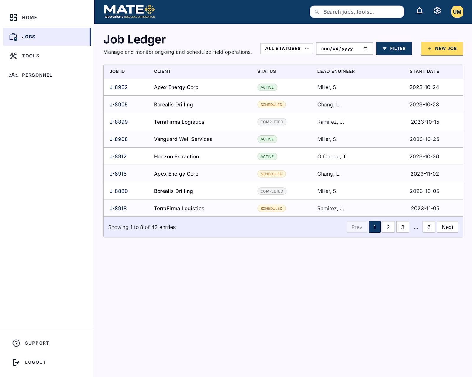 Job Management Feature