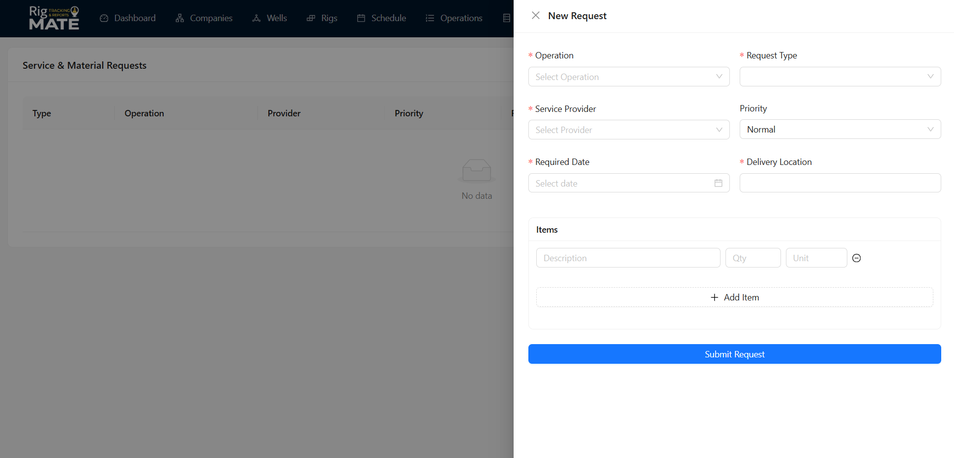 Service Requests Feature